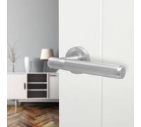 AFIT Satin Fire Door Handle Satin Nickel Internal Lever On Rose 1 Pack in Silver | Size: 150mm x 150mm AFIT Silver 150mm x 150mm