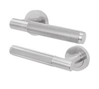 Afit Satin Fire Door Handle Satin Nickel Internal Lever On Rose Fir Vuori Knurled Textured Grip 1 Pair