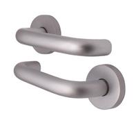 Afit Satin Fire Door Handles, Aluminium 19mm Return To Door Lever On Rose Fire Rated Handles