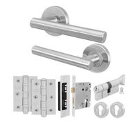 AFIT Satin Nickel Door Handle Euro Lock Thumbturn Cylinder, Locks Hinges in Silver | Size: 150mm x 150mm AFIT Silver 150mm x 150mm