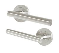 Afit Satin Nickel Door Handles - Fir Fd30/60, 1 Pair Of Internal Lever Handles - Olvera