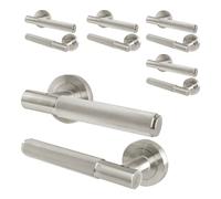 AFIT Satin Nickel Door Handles Round Rose, 5 Pairs Knurled Internal Lever in Silver | Size: 150mm x 150mm AFIT Silver 150mm x 150mm