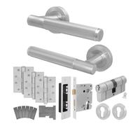 AFIT Satin Nickel Fire Door Handle Euro Lock Double Cylinder Locks Hinges in Silver | Size: 150mm x 150mm AFIT Silver 150mm x 150mm