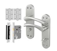 AFIT Satin Nickel Twist Bathroom Handle WC Lock Hinges Novi in Metallics | Size: 150mm x 150mm AFIT Metallics 150mm x 150mm