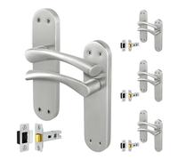 AFIT Satin Nickel Twist Handle Latch Set Novi Backplate 4 Pairs in Metallics | Size: 150mm x 150mm AFIT Metallics 150mm x 150mm