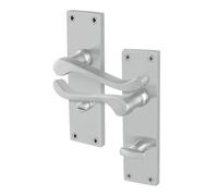 Afit Satin Scroll Door Handles Bathroom, 1 Pair Of Internal Victorian Scroll Backplate Handles Satin Chrome