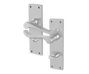 Afit Satin Scroll Door Handles Bathroom, 1 Pair Of Internal Victorian Scroll Backplate Handles Satin Chrome