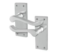 Afit Satin Scroll Door Handles Latch, 1 Pair Of Internal Victorian Scroll Backplate Handles Satin Chrome