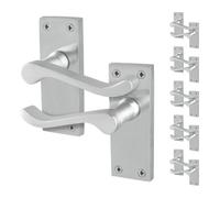Afit Satin Scroll Door Handles Latch, 6 Pairs Of Internal Victorian Scroll Backplate Handles Satin Chrome