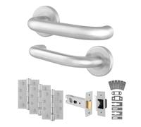 AFIT Satin SS Return to Door Fire Rated Handles 64mm Latch Hinges in Silver | Size: 150mm x 150mm AFIT Silver 150mm x 150mm
