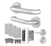 AFIT Satin SS Return to Door Fire Rated Handles Bath Lock 64mm Hinges in Silver | Size: 150mm x 150mm AFIT Silver 150mm x 150mm