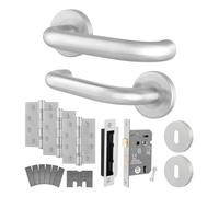 AFIT Satin SS Return to Door Fir Handles Sash Lock Hinges in Silver | Size: 150mm x 150mm AFIT Silver 150mm x 150mm