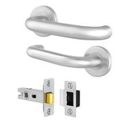 AFIT Satin Stainless Steel Return to Door Handles 64mm Latch in Silver | Size: 150mm x 150mm AFIT Silver 150mm x 150mm