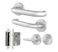 AFIT Satin Stainless Steel Return to Door Handles Bath Lock 64mm in Silver | Size: 150mm x 150mm AFIT Silver 150mm x 150mm