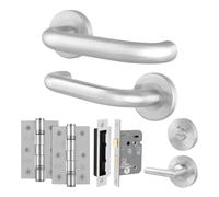 AFIT Satin Stainless Steel Return to Door Handles Bath Lock 80mm Hinges in Silver | Size: 150mm x 150mm AFIT Silver 150mm x 150mm