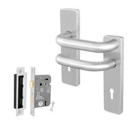 AFIT Satin Steel Return to Door Lever Backplate, Key Lock Kit in Silver | Size: 150mm x 150mm AFIT Silver 150mm x 150mm