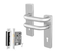 Afit Stainless Steel Door Handles Key Lock Kit, 19mm Return To Door Lever On Backplate Handles, Satin Finish