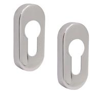 Afit Upright Euro Key Hole Cover Escutcheon - 64X30X10mm - Polished Stainless - Pack Of 2