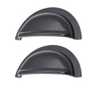 Afit Victorian Drawer Pull Handle - Matt Black 91 X 41mm Pull Handle With 76mm Screw Centres - 2 Pack