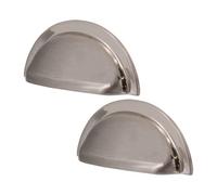 Afit Victorian Drawer Pull Handle - Satin Nickel 91 X 41mm Pull Handle With 76mm Screw Centres - 2 Pack