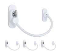 Afit Window Cable Restrictor Key Locking Cable Upvc / Timber Frames Child Safety Casement Security 200mm White 4 Pack