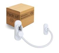 Afit Window Restrictor Key Locking Cable Window Restrictor For Upvc / Timber Frames For Child Safety 200mm White 10 Pack