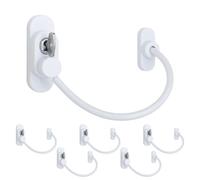 Afit Window Restrictor, Key Locking Cable Window Restrictor For Upvc / Timber Frames For Child Safety 200mm White 6 Pack