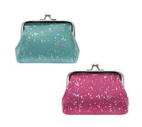 AfitLulu 2 Pack 4 Inches Coin Purse PU Leather Small Coin Pouch Star Dot Lock Kiss Design Coin Wallet Change Purse for Women, Small Coin Storage Bag for Cards, Change, Coin, Lipstick, Key (Style 1)