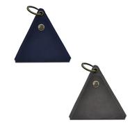 AfitLulu 2Pcs Pu Leather Key Bag with Ring, Retro Triangle Key Organizer, Snap-Fastener Earphone Case for Men Women, Key Holder Pouch for Keys Coin Jewels (Blue+Red)