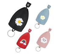 AfitLulu 4 Pieces Car Key Case Creative Pull Out Style Key Bag for Women and Men, PU Leather Key Sleeve Car Key Holder Fashionable Key Pouch for House Keys, Car Key Holders for Handbags (Style 1)