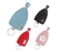 AfitLulu 4 Pieces Car Key Case Creative Pull Out Style Key Sleeve for House Keys, Car Key Holders, PU Leather Key Bag Key Sleeve for Handbags, Fashionable Key Pouch for Women and Men (Style 1)