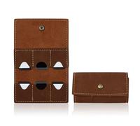 AfitLulu 6 Slots Memory Card Case Foldable Gaming SD Card Case Holder Portable Retro Leather Memory Cards Storage Organizer with Metal Snap for Travel and Daily Storage (Brown)