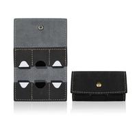 AfitLulu 6 Slots Memory Card Case Foldable Gaming SD Card Case Holder Portable Retro Leather Memory Cards Storage Organizer with Metal Snap for Travel and Daily Storage (Black)