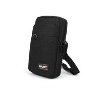 AfitLulu 7 Inch Men's Shoulder Bag, Small, 3-Layer Pockets, Mobile Phone Bag for Hanging, Men's Mobile Phone Shoulder Bag with Removable and Adjustable Shoulder Straps for Hiking Sports, black,