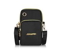 AfitLulu 7-Inch Phone Bag with Headphone Hole and Elastic Band for Put it on The Arm, 3 Zipper Pocket Small Shoulder Bags Women Crossbody Bag Canvas with Detachable Shoulder Strap (Black-1)