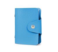 AfitLulu Candy Color Credit Card Case, PU Leather Credit Card Holder with 12 Card Slots, Snap Closure Card Wallet for Women Men, Gift Card Booklet (Blue)