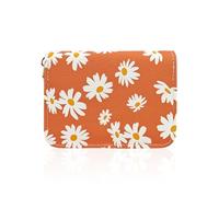 AfitLulu Credit Card Holder for Women, RFID-Blocking Card Holder Wallet with Zipper 11Slots Daisy Womens Card Organizer (Orange)