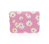 AfitLulu Credit Card Holder for Women, RFID-Blocking Card Holder Wallet with Zipper 11Slots Daisy Womens Card Organizer (Pink)
