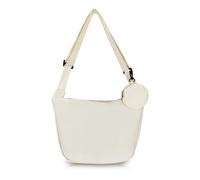 AfitLulu Crescent Bag Casual Canvas Crossbody Bags for Women with Circular Small Coin Purse, Shoulder Bags Women Dumpling Bag Thin and Lightweight Half Moon Bag with Adjustable Shoulder Strap (White)