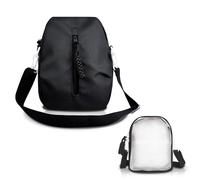 AfitLulu Cross Body Bag Women Transparent Shoulder Bag with Double Zipped Pockets, Crossbody Bags for Women Small Sling Bag Trendy Ladies Chest Bag with Removable and Adjustable Straps (Black)
