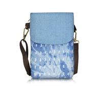 AfitLulu Crossbody Phone Bag Canvas Holey Women Shoulder Bag with Removable Wrist Strap, 3 Pockets Mobile Phone Bag Small Crossbody Bags for Women with Detachable Shoulder Strap and Zipper (Blue)