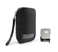 AfitLulu Electronics Accessories Organizer Bag Large 3 Layer Travel Cable Organiser Bag Universal Accessories Bag Portable Cable Storage Bag with Wrist Strap for Cables Phone Earphones (Black)