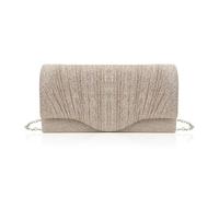 AfitLulu Evening Bag Fashionable Clutch Bag for Womens and Girls, Pleated Sparkling Bag with Detachable Metal Chain Strap and Magnetic Snap Fastener Closure for Wedding Banquet Party Prom (Gold)