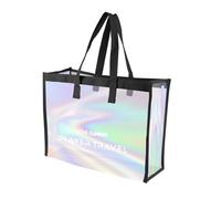AfitLulu Holographic Tote Bag Dry Wet Separation Handbags for Women, Large Women's Totes Beach Bag 3 Compartments Toiletry Bag Waterproof Shoulder Bag for Beach Shopping Swimming Gym (Black)