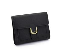 AfitLulu Ladies Purse Faux Leather Short Women Wallets with Metal Snap Closure, Multi Card Slot Womens Purse Portable Small Ladies Wallet Credit Card Holder with 4 Card Slots and ID Window (Black)