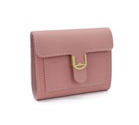 AfitLulu Ladies Purse Faux Leather Short Women Wallets with Metal Snap Closure, Multi Card Slot Womens Purse Portable Small Ladies Wallet Credit Card Holder with 4 Card Slots and ID Window (Pink)