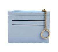AfitLulu Ladies Purse Ultra Thin Credit Card Holder Wallet with 6 Credit Card Slots and Keychain, Women Wallets PU Leather Credit Card Wallet with Zipper Coin Pocket for Card Key Coin (Blue)