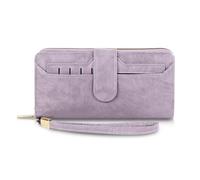 AfitLulu Ladies Purse with Removable Card Holder & Wrist Strap, Large Capacity Womens Wallet PU Leather Womens Purse Multi-Function Bifold Wallet with Multiple Card Slots and ID Window (Purple)