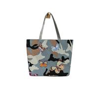 AfitLulu Large Tote Bag Canvas Shoulder Bag for Women with Zipper and Inner Pocket, Foldable Shopping Bag Women's Totes Reusable Womens Handbag Canvas Tote for Work Shopping Beach (Style 3)