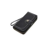 AfitLulu Large Women Wallets Clutch Purse with Detachable Wrist Strap and Retro Metal Pendant, Ladies Purse Wristlet Wallet Stylish Womens Purse with Multi Card Slot and ID Window (Black)